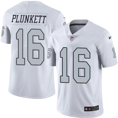 Nike Raiders #16 Jim Plunkett White Men's Stitched NFL Limited Rush Jersey - Click Image to Close